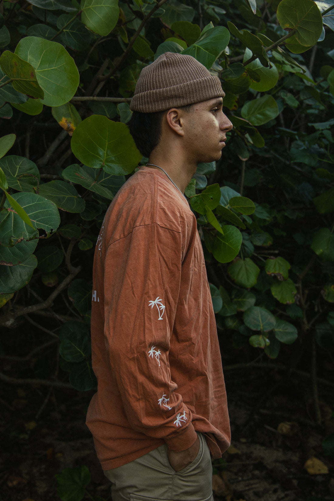 Double Palm Long Sleeve Tee - Rust